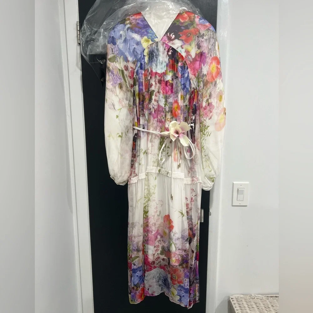 Zimmermann Prima Gathered Midi Dress Floral | Size 1 | Worn Twice - Picture 3 of 8